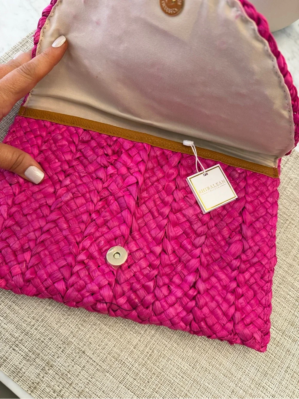 Shiraleah Hot Pink Woven Clutch New With Tags